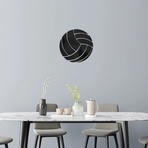 Modern black volleyball mirror wall sticker as decorative art in a minimalist room