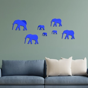 7-piece cartoon elephant acrylic mirror wall stickers in blue for kids' room decoration