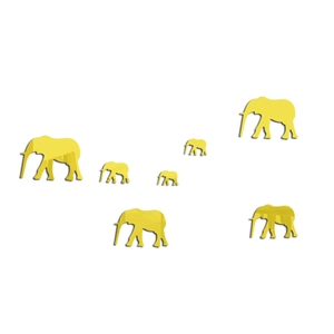 Set of 6 gold elephant mirror acrylic wall stickers for kids room and nursery decor