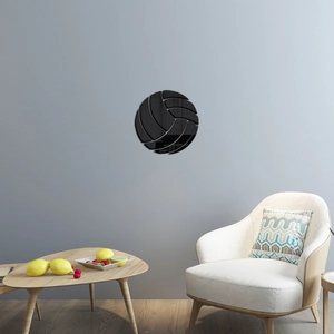 Modern black acrylic volleyball mirror wall sticker for minimalist home living room decor