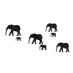 7-piece black acrylic elephant mirror wall stickers for modern home nursery decor
