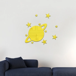 Self-adhesive acrylic planet and stars mirror wall stickers for kids' bedroom decor
