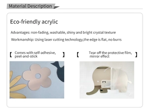 Vue détaillée de stickers muraux en acrylique écologique avec découpe laser et effet miroir