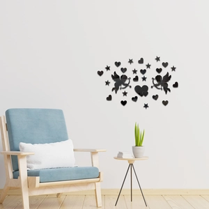Stickers muraux miroir ange Cupidon et cœurs pour décor de salon moderne