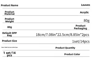 Detailed specifications for acrylic mirror leaf wall decals in gold and silver finish