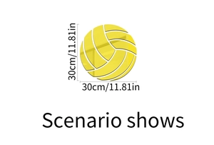 Detailed 30cm yellow volleyball acrylic mirror wall sticker with athletic texture design