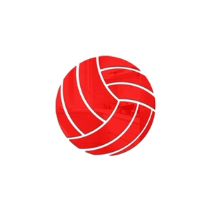 Detail of red acrylic mirror volleyball wall sticker showing reflective surface texture