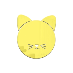 Cat head shape acrylic mirror wall sticker with reflective yellow finish for home decor