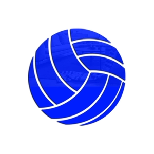 Detail of blue acrylic volleyball mirror wall sticker with reflective surface for decor