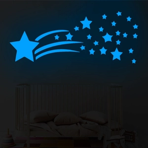 Luminosi Adesivi da Parete Stella Meteora Cometa Glow In The Dark Luce Blu PVC Decalcomanie per Bambini Camera DIY Decorazione Casa