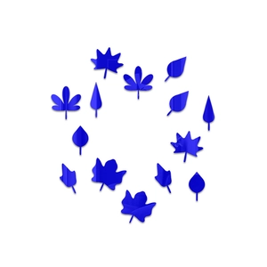 Detailed close-up of blue acrylic mirror leaf wall decals with reflective surface