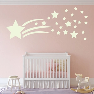 Adesivi murali luminosi con comete e stelle per decorazione camera bambini brillano al buio