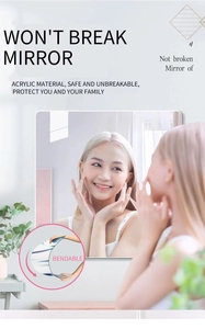 Miroir mural en acrylique incassable et flexible avec design carré sans cadre moderne