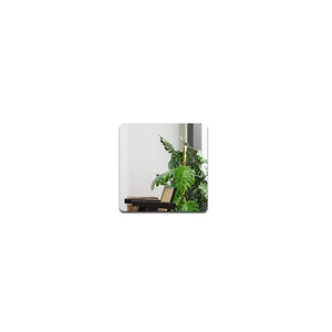 Miroir mural carré sans cadre de 20cm avec coins arrondis et motif de plante moderne
