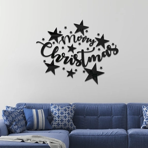 Merry Christmas mirror acrylic wall sticker with stars for festive living room decoration
