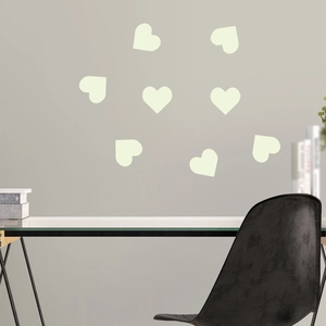 Self-adhesive luminous heart wall stickers for bedroom decor with a soft glow