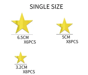 Guide des tailles pour stickers muraux étoiles en miroir acrylique en trois dimensions