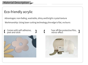 Detailed view of eco-friendly acrylic mirror wall stickers with self-adhesive backing
