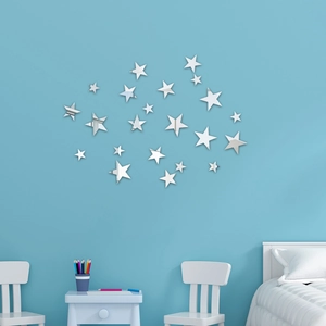 DIY Étoile Sticker Mural Miroir en Acrylique Amovible 3D Étoile Décalcomanies pour Chambre d'Enfant Salon Chambre Décoration Murale