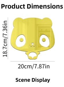 Cartoon panda acrylic mirror wall sticker dimensions 18.7cm by 20cm for room decoration
