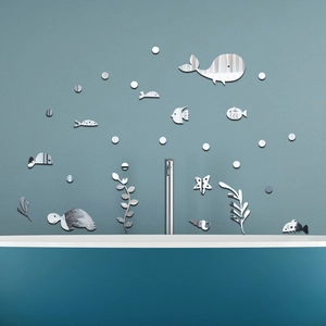 3D Acrylic Mirror Wall Sticker Ocean World Sea Animal Decal For Kids Room Living Room Decor Modern Minimalist DIY Self-Adhesive Mural