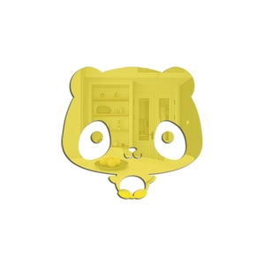 Panda-shaped yellow acrylic wall mirror sticker for children's room DIY wall decoration
