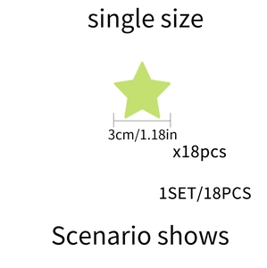 Size detail of 3cm glow in the dark star stickers including 18 pieces per set