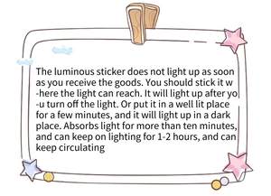Luminous wall sticker instructions detailing light absorption for glow-in-the-dark effects