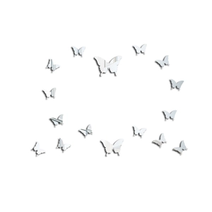 Detail view of 3D acrylic butterfly mirror wall stickers with clear reflective finish