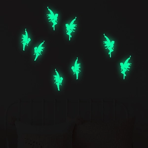 Luminous Fairy Silhouette Wall Stickers Glow In The Dark PVC Decals For Kids Room Bedroom Home Decor Fluorescent Elf Wall Decor