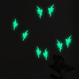 Luminous green butterfly fairy wall stickers set glowing in the dark for bedroom