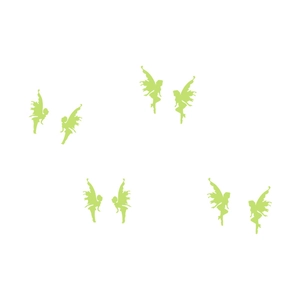 Luminous fairy wall stickers in glowing green silhouette for kids' bedroom decoration