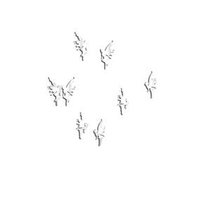 Detail view showing 7 silver mirror butterfly fairy acrylic wall stickers for home decor