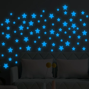 Luminous star wall stickers in blue glow for kids bedroom decor and ceiling decoration
