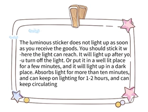 Guide showing how luminous wall stickers absorb light and glow in the dark for kids rooms
