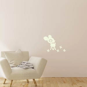 Detail of glow in the dark cartoon deer wall stickers for nursery room decoration