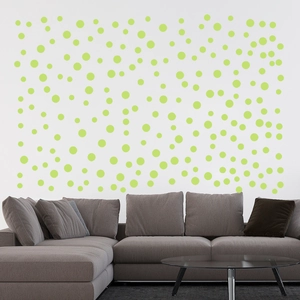Luminous round dot wall stickers in lime green for modern living room wall decor