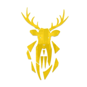 Golden 3D acrylic mirror wall sticker featuring a geometric deer head silhouette