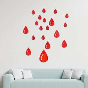 Red teardrop mirror wall stickers creative waterproof 3D acrylic decor for living room