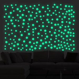 Luminous Polka Dot Wall Stickers Glow In The Dark PET Fluorescent Green Circle Bear Decals For Kids Room Bedroom Home Decor