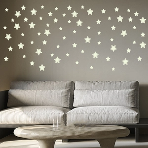 Luminous star wall decals in various sizes for modern bedroom and nursery wall decor