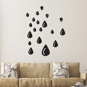 Modern black water drop mirror wall stickers for bathroom and living room wall decor