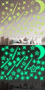 Adesivi murali luminosi che mostrano il colore diurno e l'effetto fluorescente notturno
