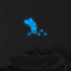 Luminous Cartoon Deer Wall Sticker Luminous PET Decals For Kids Room Nursery Bedroom DIY Decoration And Flowers Decor