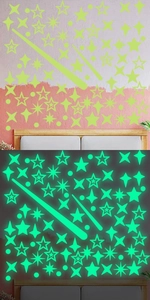 Stelle e luna fluorescenti adesivi murali per decorazione camera da letto bimbi al buio