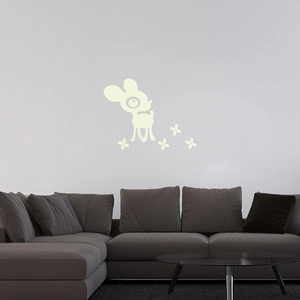 Luminous cartoon deer and flower wall stickers for kids room decor with glow effect