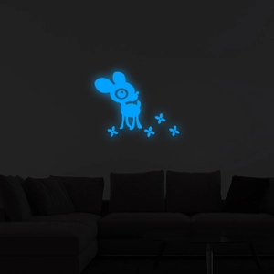 Luminous cute cartoon deer and flower wall stickers for kids room night glow decoration