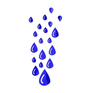 Detailed view of blue 3D mirror water drop wall stickers with reflective glossy surface