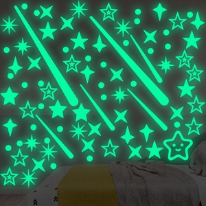 Adesivi murali stelle e luna luminosi per decorazione camera bambini effetto notte