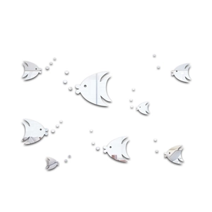 Cartoon bubble fish mirror wall stickers in acrylic for kids room and living room decor